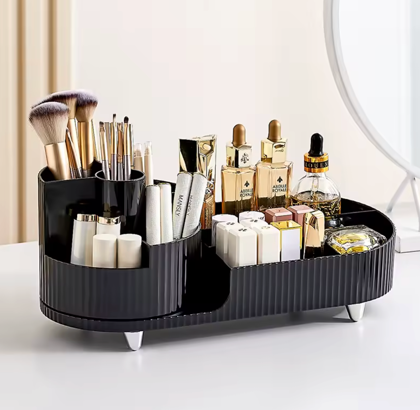 Rotating Makeup Organizer & Skincare Storage Box – Countertop Vanity Organizer for Cosmetics, Jewelry & Perfume