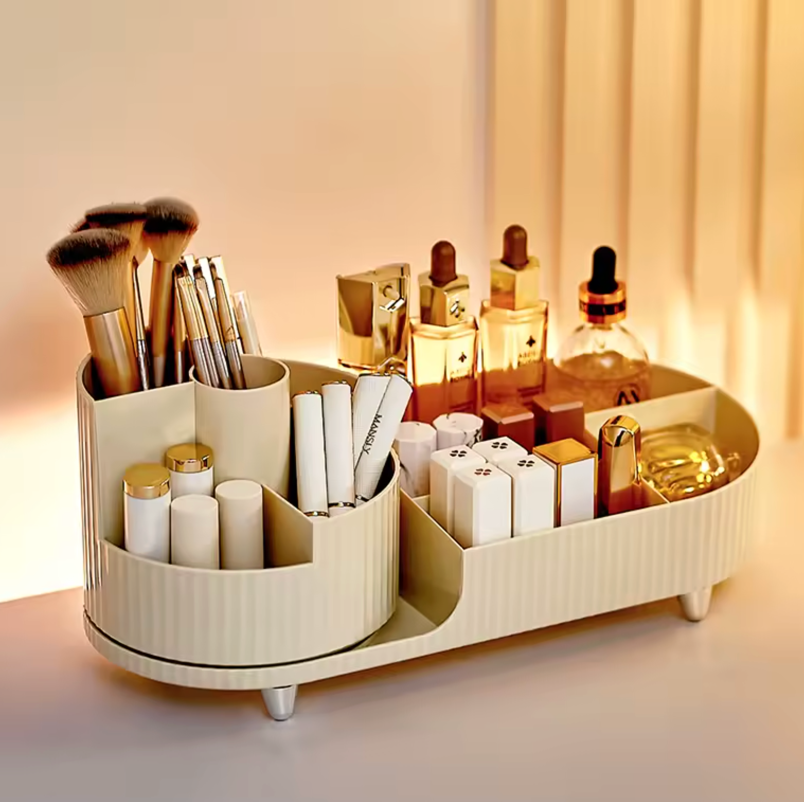 Rotating Makeup Organizer & Skincare Storage Box – Countertop Vanity Organizer for Cosmetics, Jewelry & Perfume