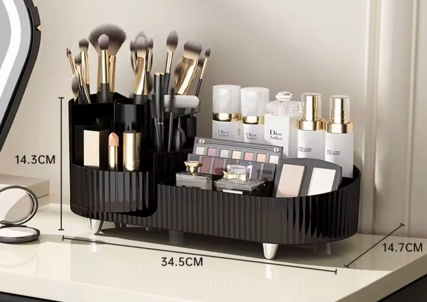 Rotating Makeup Organizer & Skincare Storage Box – Countertop Vanity Organizer for Cosmetics, Jewelry & Perfume